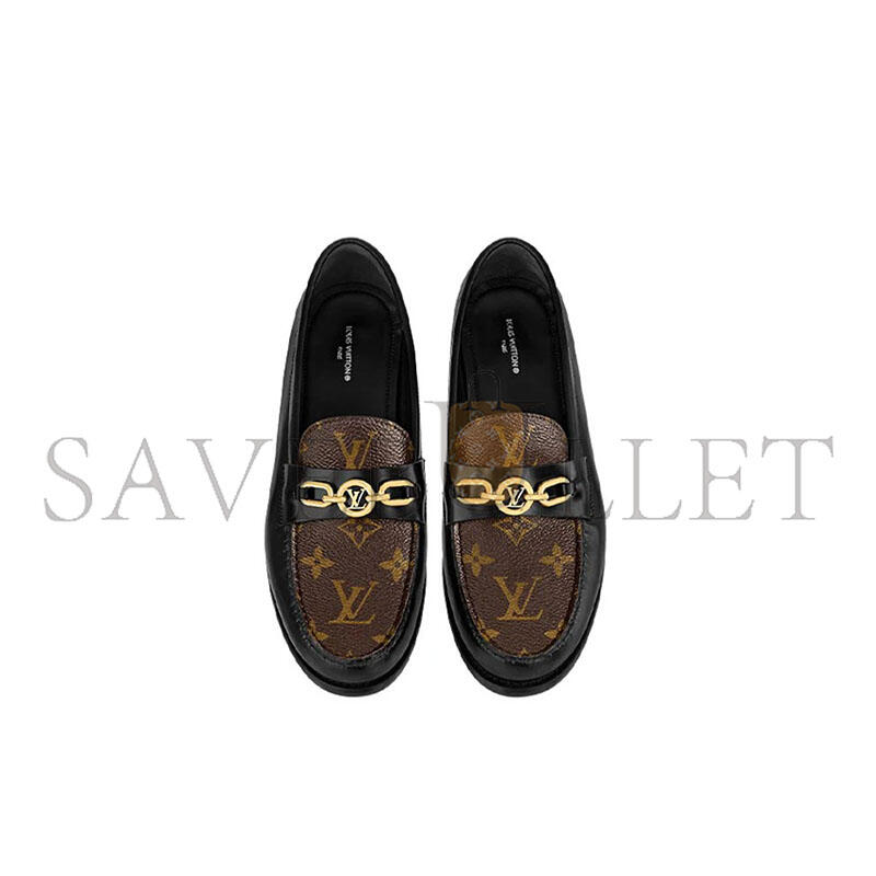 l0vis Vvtt0n chess flat loafers black with brown monogram 1abpla